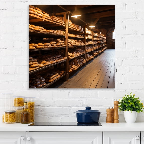 Designart "Freshly Baked Baguettes from France" Food & Beverage Wall Art - Traditional Brown Baking/Baked Goods Entryway Wall Art