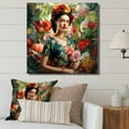 thumbnail image 1 of Designart "Frida's Floral Masterpiece Colorful Creations III" People Wall Art - Global Red Mexican Art Living Room Canvas Art, 1 of 6