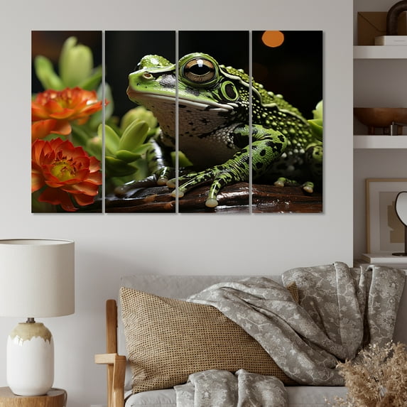 Designart "Frog Amphibian Charm" Animals Metal Art Print Set