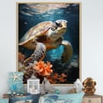 thumbnail image 1 of Designart "Frolicsome Oceanic Turtle I" Animals Turtle Floater Framed Canvas Prints, 1 of 5