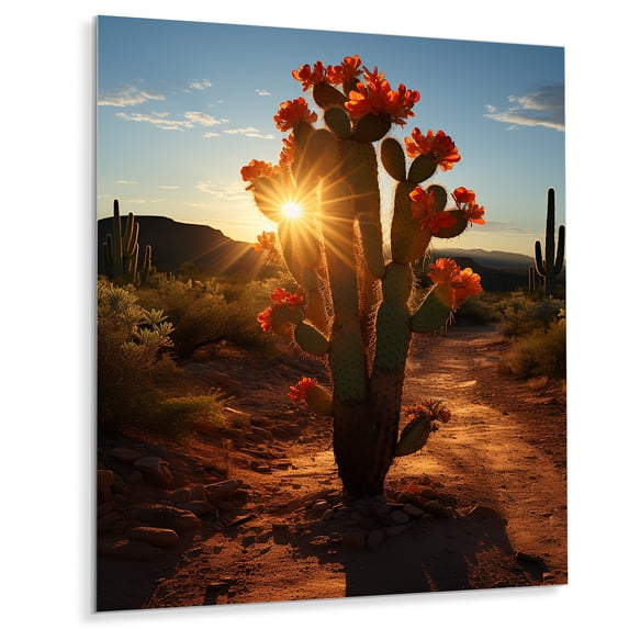 Designart "From Dusk to Dawn in the Desert" Floral Metal Art Print