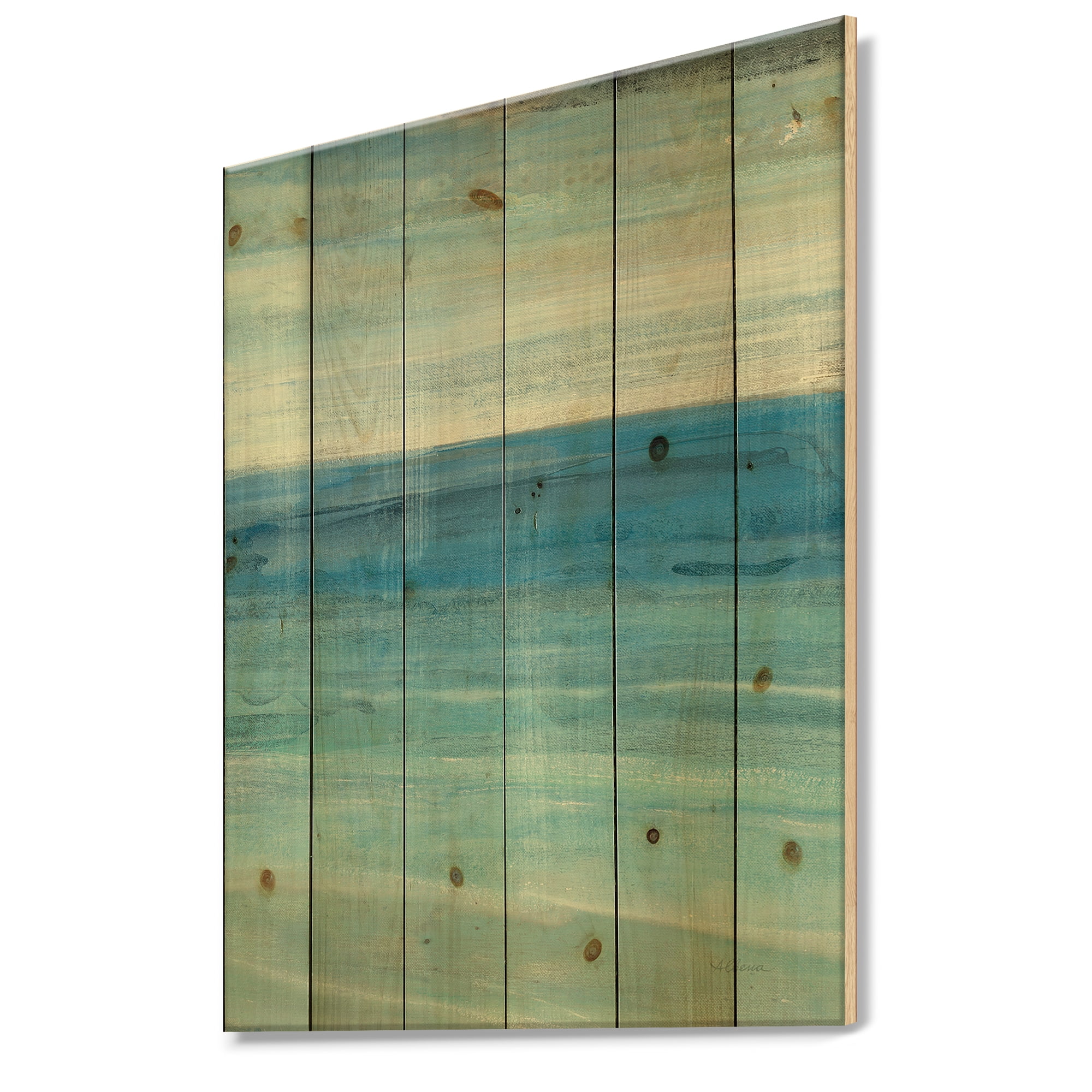 Designart 'From the Shore III' Nautical & Beach Print on Natural Pine Wood