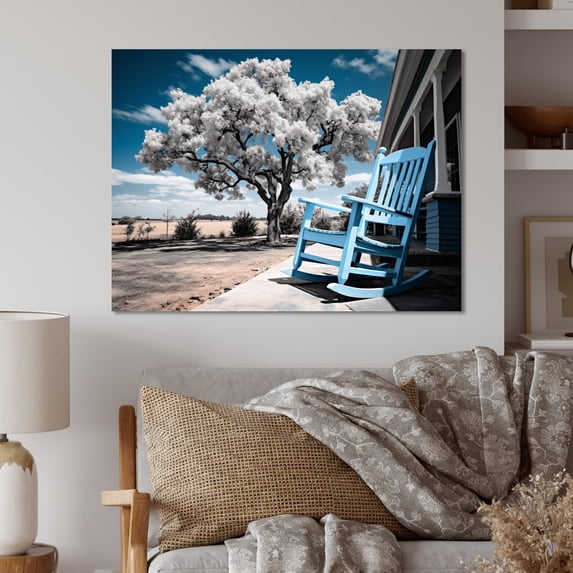 Designart "Front Porch Tales Turquoise Farmhouse Charm IV" Farm Metal Wall Art Prints