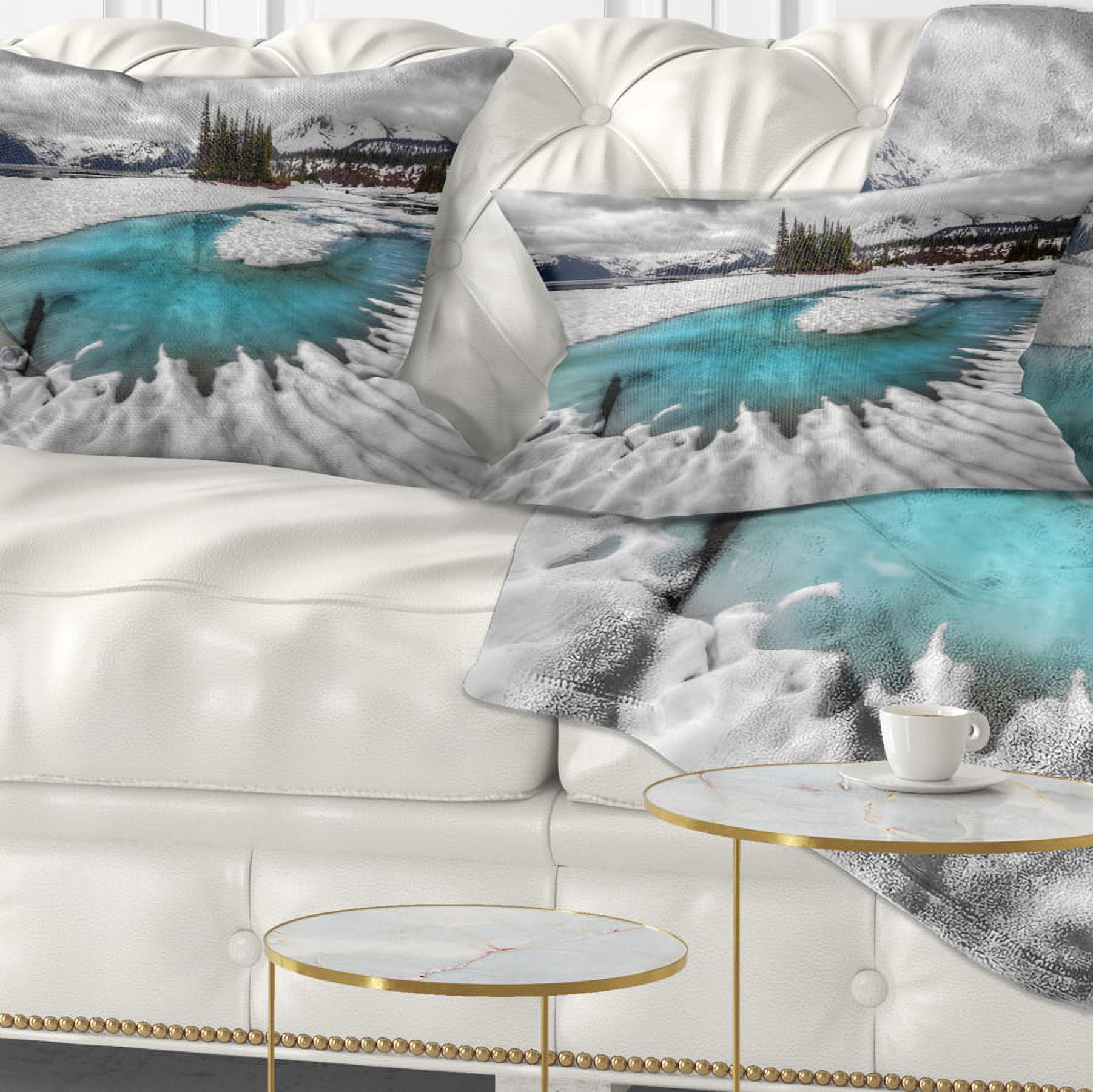 Designart Frosted Crystal Clear Lake - Landscape Printed Throw Pillow - 12x20