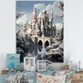 thumbnail image 1 of Designart "Frosty Castle Retreat Winter Landscape I" Landscapes Canvas Wall Art - Traditional Grey Winter Landscape Entryway Wall Art Print, 1 of 6
