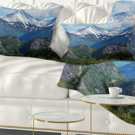 Designart Frosty Mountains on Alaska - Landscape Printed Throw Pillow - 12x20