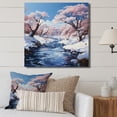 thumbnail image 1 of Designart "Frosty River Serenity" Snow Canvas Wall Art, 1 of 7