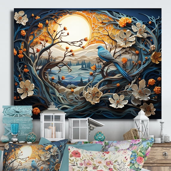 Designart "Frozen Elegance in Winter Papercut" Landscapes Metal Art Print
