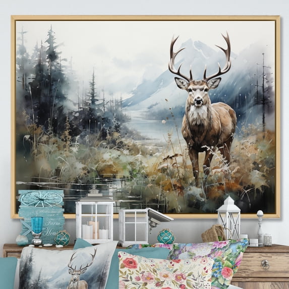 Designart "Frozen Silence Alaska " Animals Floater Framed Canvas Art Print
