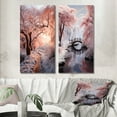 thumbnail image 1 of Designart "Frozen Sunlight in the Winter Landscape I" Winter Landscape Wall Art Set Of 2 - Peach Landscapes Canvas Set For Living Room Decor, 1 of 7