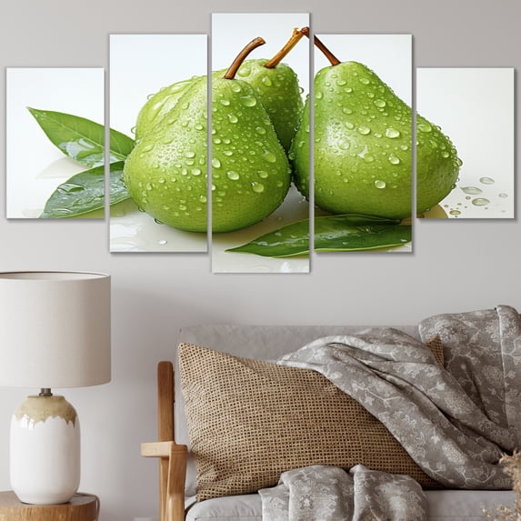 Designart "Fruit Pear Green Painting I" Food & Beverage Metal Wall Décor Set