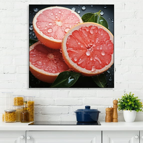 Designart "Fruit Pink Grapefruit painting" Food & Beverage Canvas Print