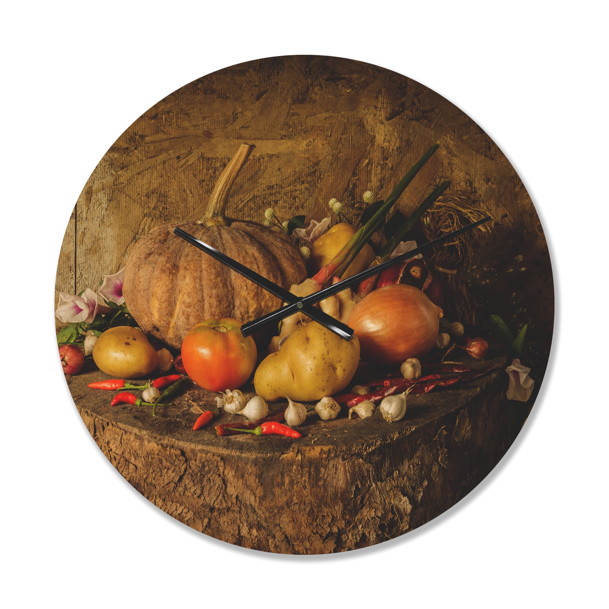 Designart 'Fruits and Vegetables' Modern Wood Wall Clock