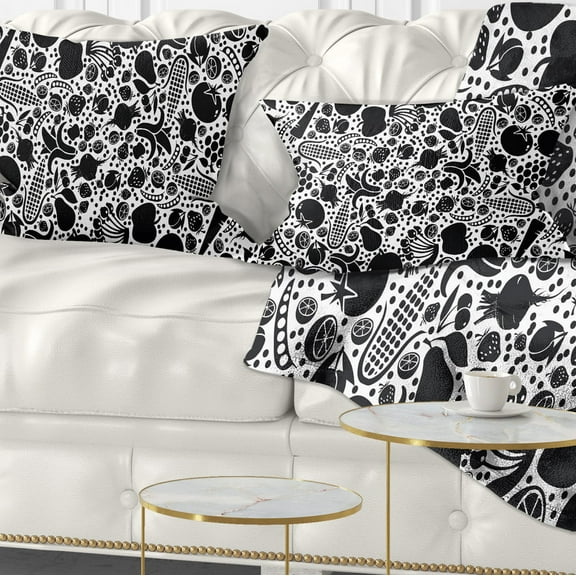 Designart Fruits and Vegetables Pattern - Floral Throw Pillow - 12x20