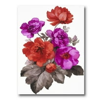 Designart ' Fuchia and Red Flowers ' Traditional Canvas Wall Art Print