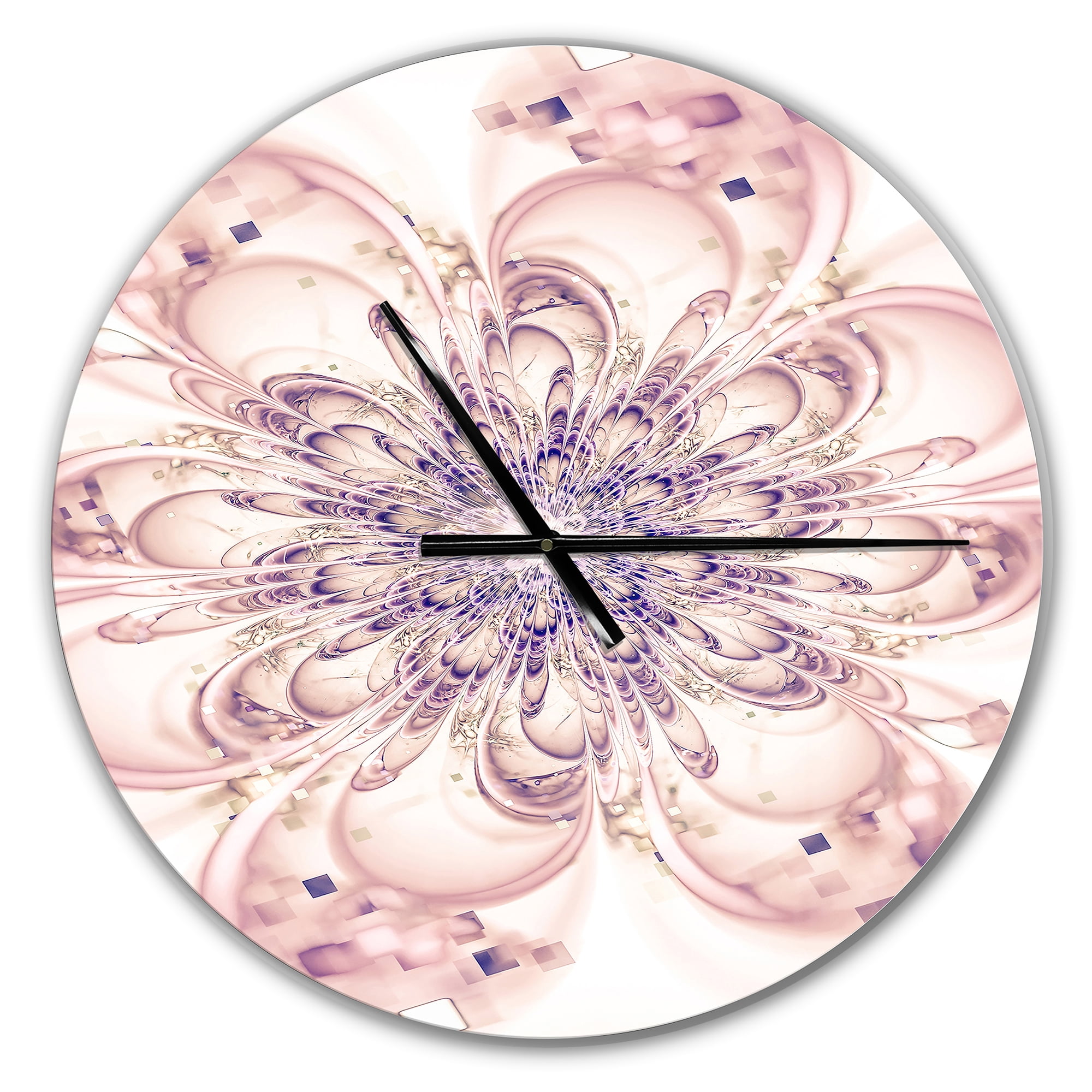 Designart 'Full Bloom Fractal Flower in Pink ' Modern wall clock