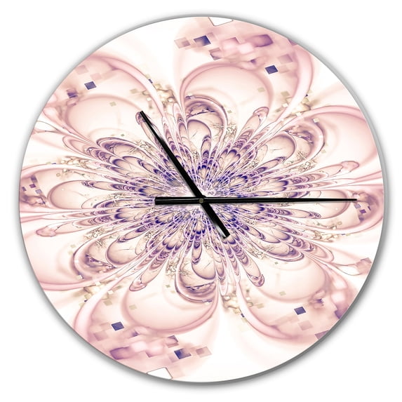 Designart 'Full Bloom Fractal Flower in Pink ' Modern wall clock