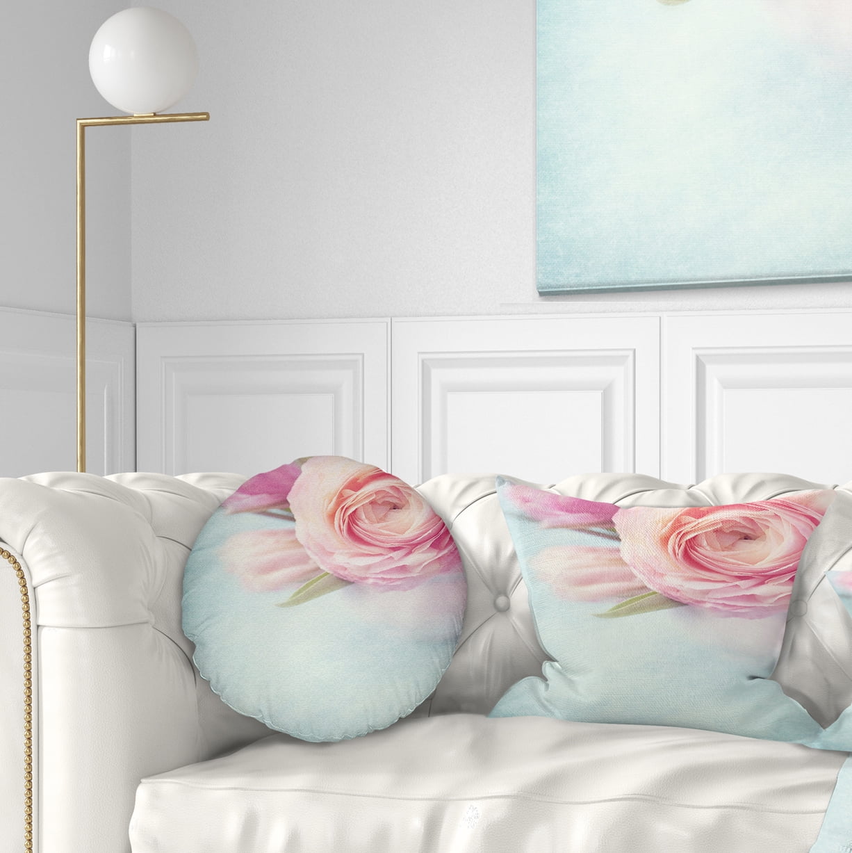 Designart Full Bloom Pink Flowers in Vase - Floral Throw Pillow - 12x20