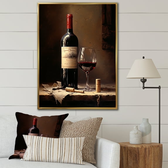 Designart "Full-Bodied Barolos I" Wine Floater Framed Canvas Wall Art