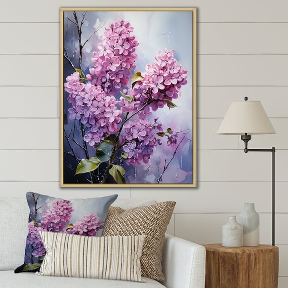 Designart "Full Glory Of Lilac Flowers II" Lilacs Floater Framed Wall Decor