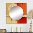 thumbnail image 1 of Designart "Full Moon Celebration Of Solitude Scenery" Modern Geometric Square Mirror For Wall Decor - Large Orange Square Mirror Printed Wall Decor - Modern Square Living Room Mirror, 1 of 5