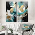thumbnail image 1 of Designart "Full Moon Delight Gold & Turquoise Abstraction VI" Abstract Painting Wall Art Set Of 2 - Modern Blue Gallery Set For Office Decor, 1 of 6