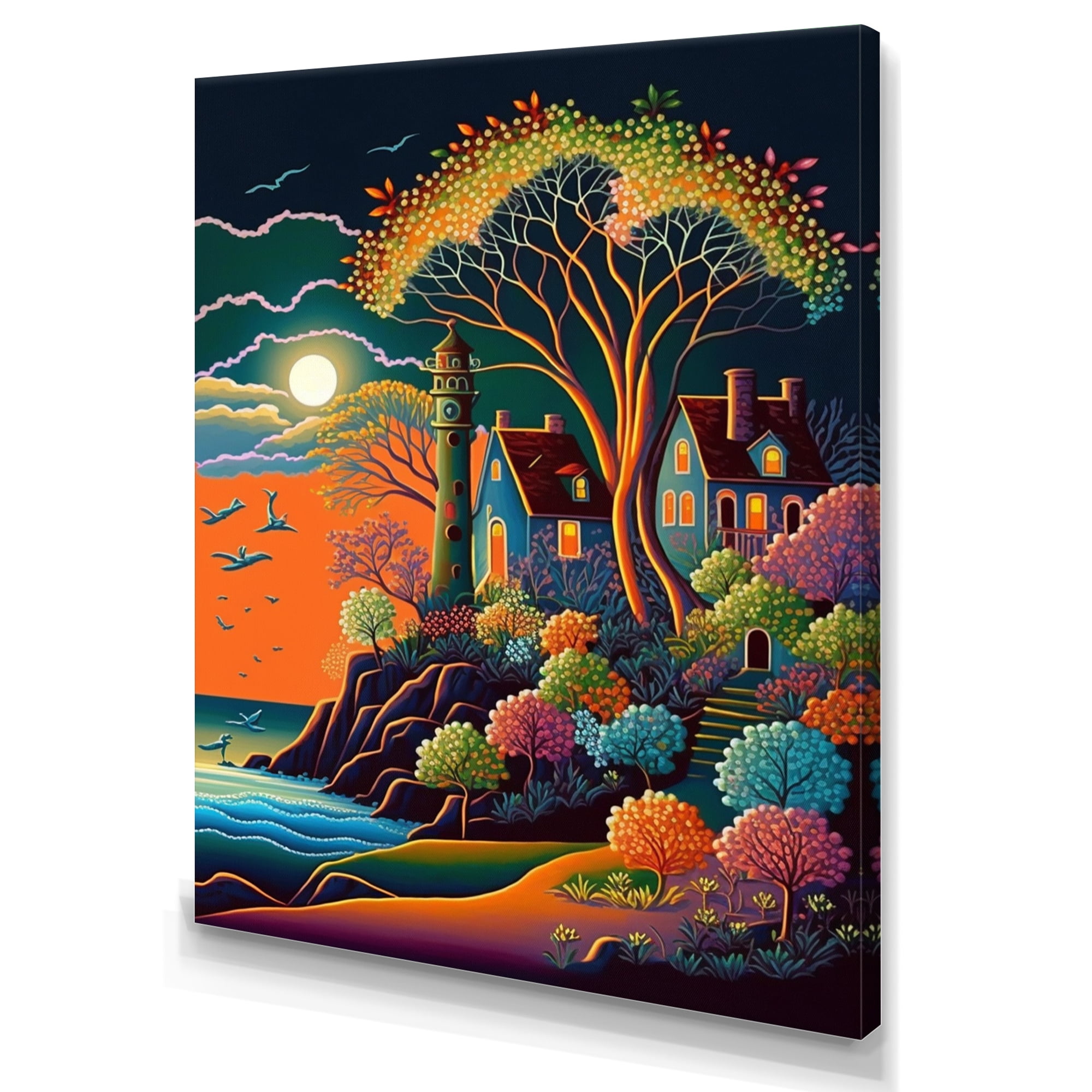 Designart Full Moon In Modern Vector Style I Canvas Wall Art