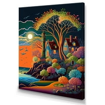 Designart Full Moon In Modern Vector Style I Canvas Wall Art