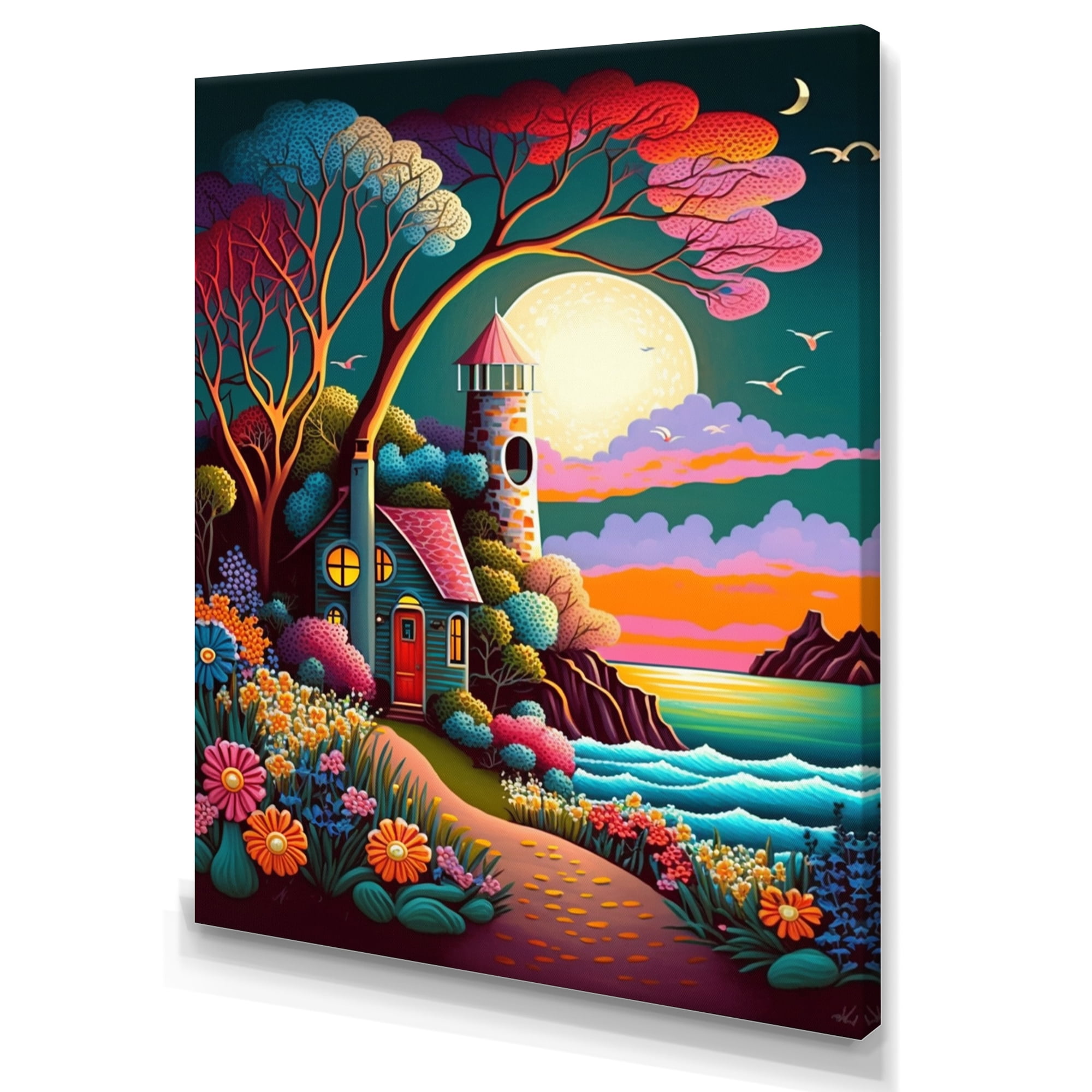 Designart Full Moon In Modern Vector Style II Canvas Wall Art