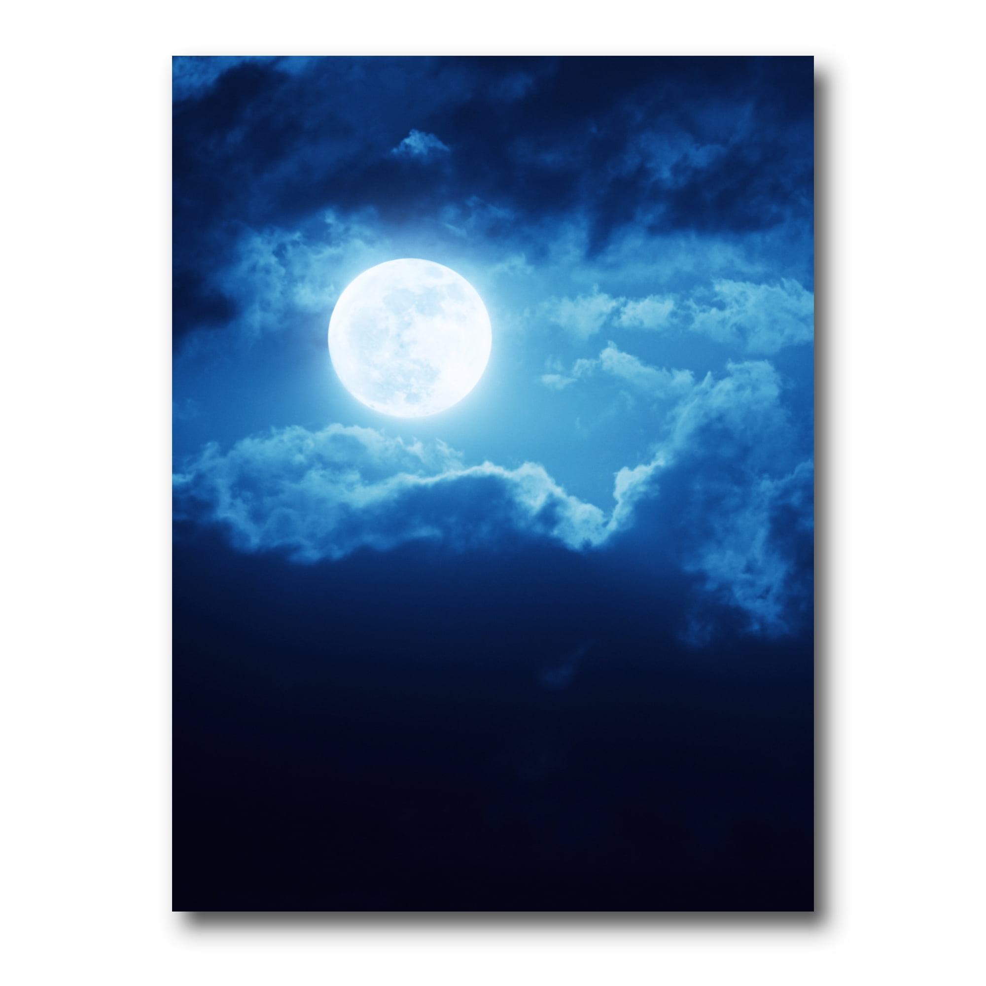 Designart ' Full Moon Night in Cloudy Sky III ' Nautical & Coastal Canvas Wall Art Print