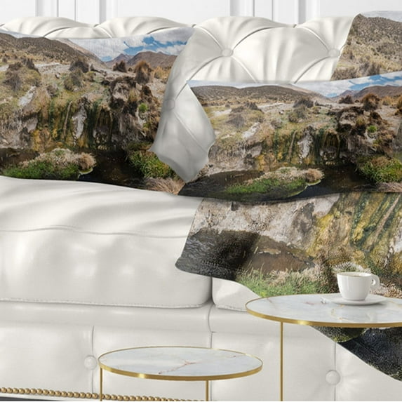 Designart Fumaroles Altipano Geothermal Area - Landscape Printed Throw Pillow - 12x20