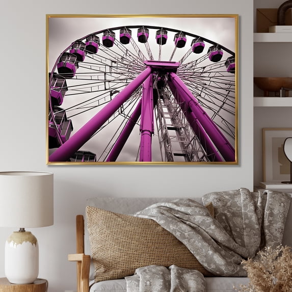 Designart "Fun Parks Spinning Rides" Architecture Floater Framed Wall Decor