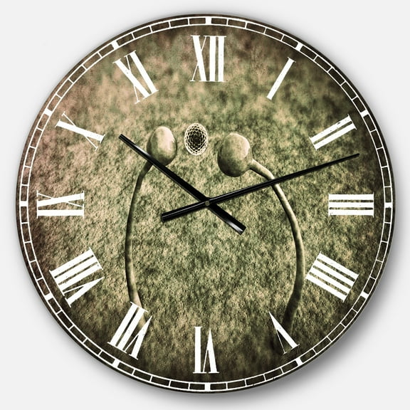 Designart Fungus on Leather Surface 23" x 23" Analog Round Tropical Wall Clock, CLM15387-C23