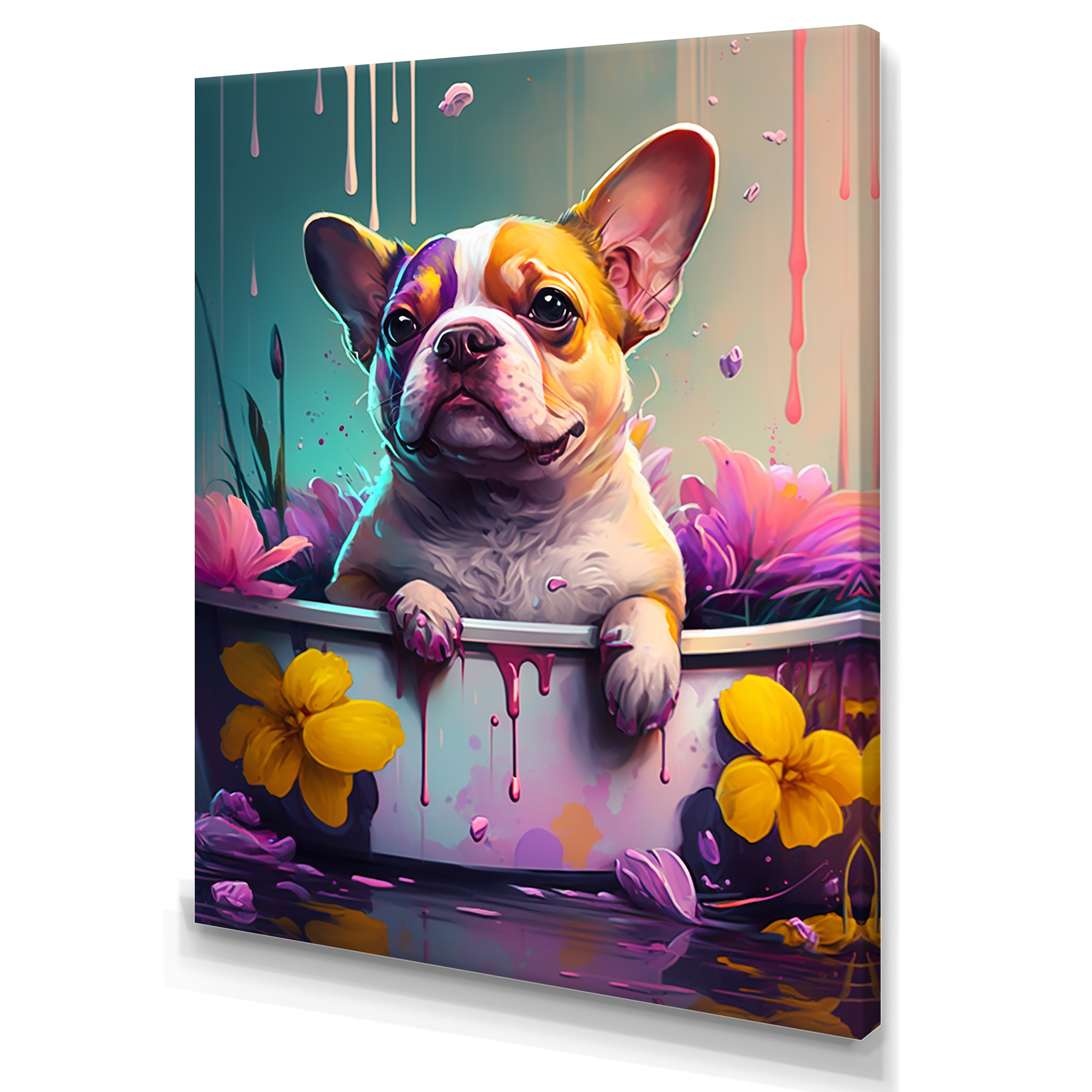 Designart Funny Dog In The Tub I Canvas Wall Art