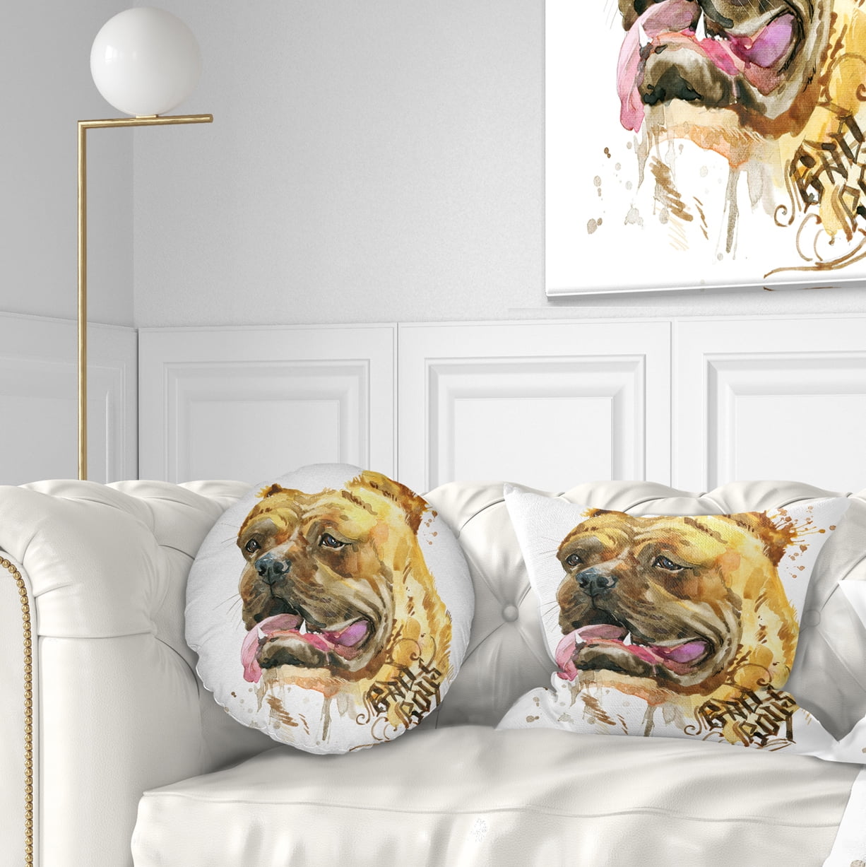 Designart Funny Dog in Brown - Animal Throw Pillow - 12x20