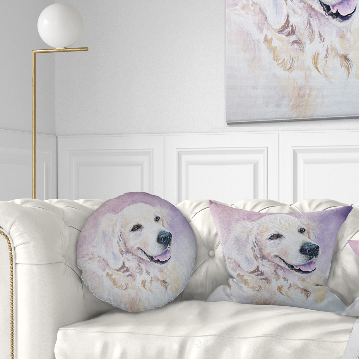 Designart Funny Golden Retriever - Animal Throw Pillow - 12x20