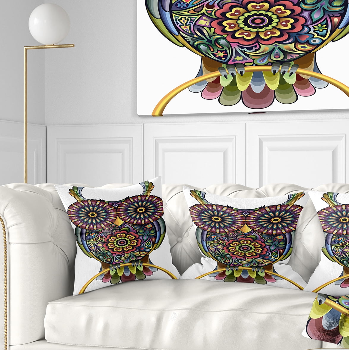Designart Funny Owl - Animal Throw Pillow - 16x16