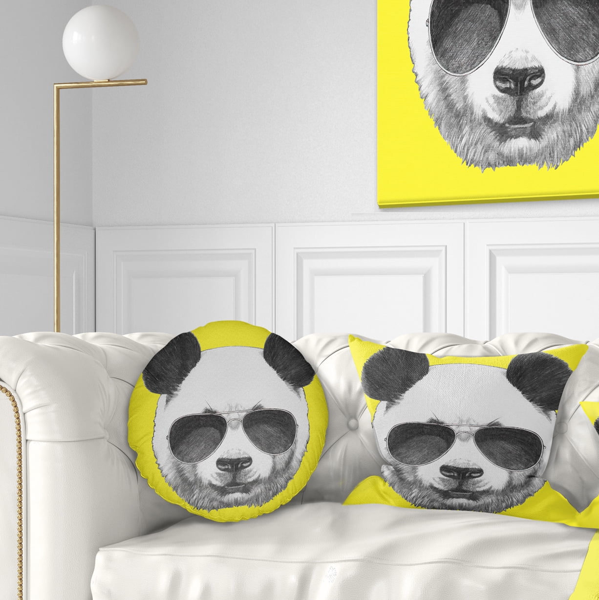 Designart Funny Panda with Sunglasses - Animal Throw Pillow - 12x20