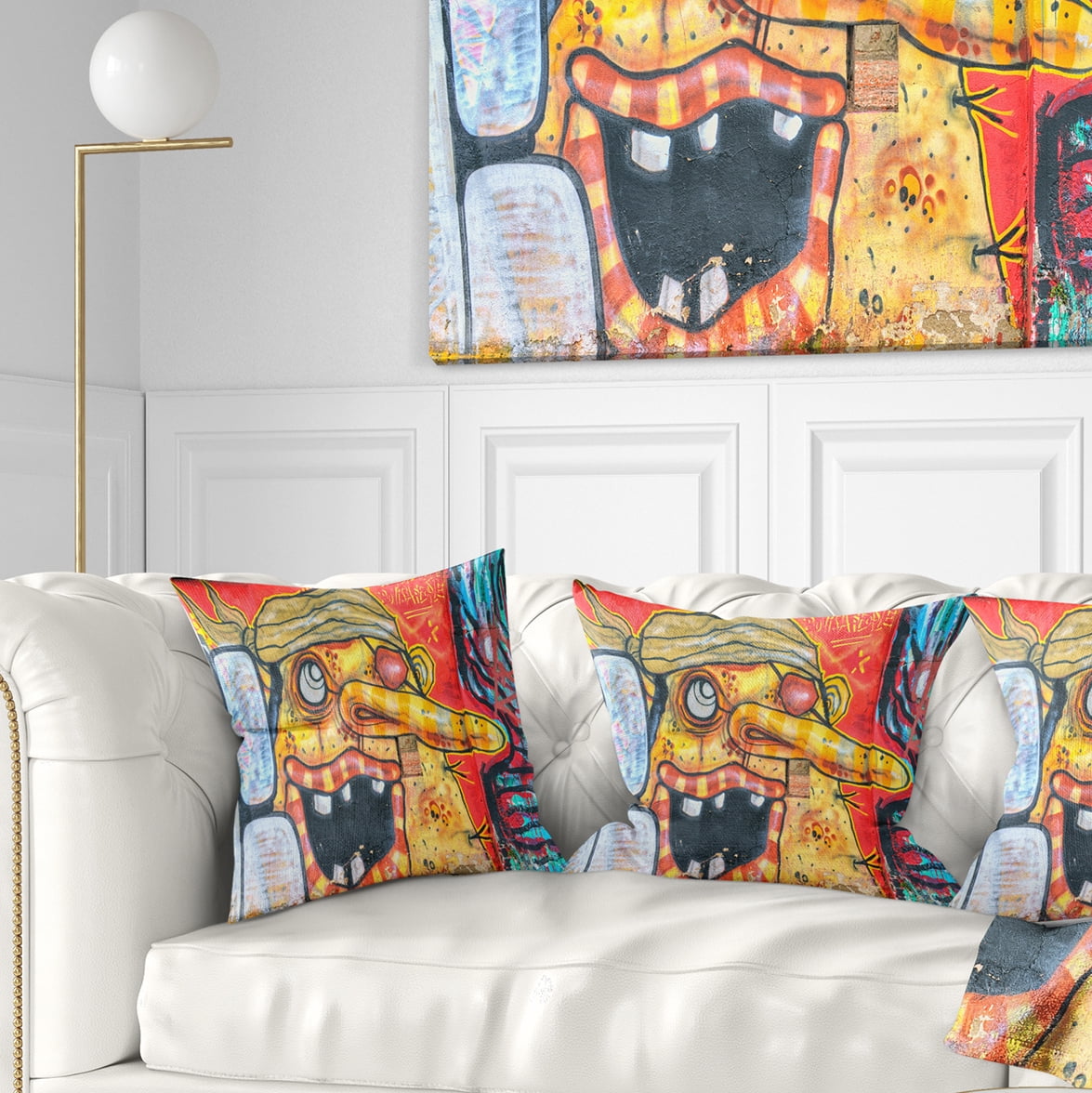 Designart Funny Street Art - Graffiti Throw Pillow - 16x16