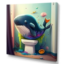 Designart Funny Whale Seating On The Throne Canvas Wall Art