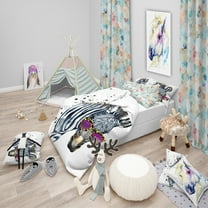 Designart 'Funny Zebra Watercolor' Modern & Contemporary Duvet Cover Set