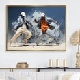 thumbnail image 1 of Designart "Fusion Of Black And Blue Breakdance III" Dance Floater Framed Canvas Wall Art, 1 of 1