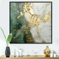 thumbnail image 1 of Designart "Fusion Of Gold And Green Paint" Abstract Painting Floater Framed Wall Art Living Room, 1 of 5