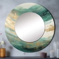 thumbnail image 1 of Designart "Fusion Of Gold And Green Tranquil Waves" Abstract Shapes Rund Mirror For Wall Decor - Large Beige Round Printed Mirror - Modern Round Office Mirror - 23" x 23", 1 of 6