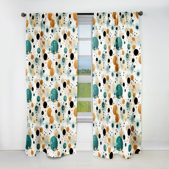 Designart "Fusion Of Industrial Polka Dots" Polka Dots Blackout Curtain Single Panel
