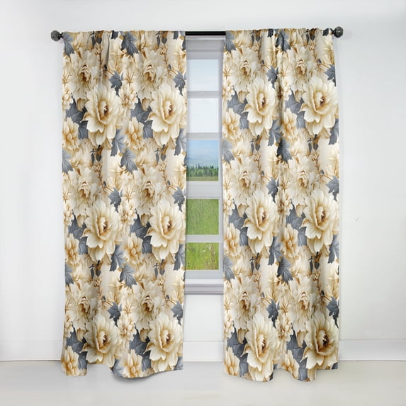 Designart "Fusion Of Neo-Victorian XIII" Floral Blackout Curtain Single Panel