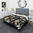 thumbnail image 1 of Designart "Fusion Of Retro Perspectives In Black And Gold II" Geometric Bedding Covert Set - Modern & Contemporary Bed Set With 2 Shams, 1 of 5