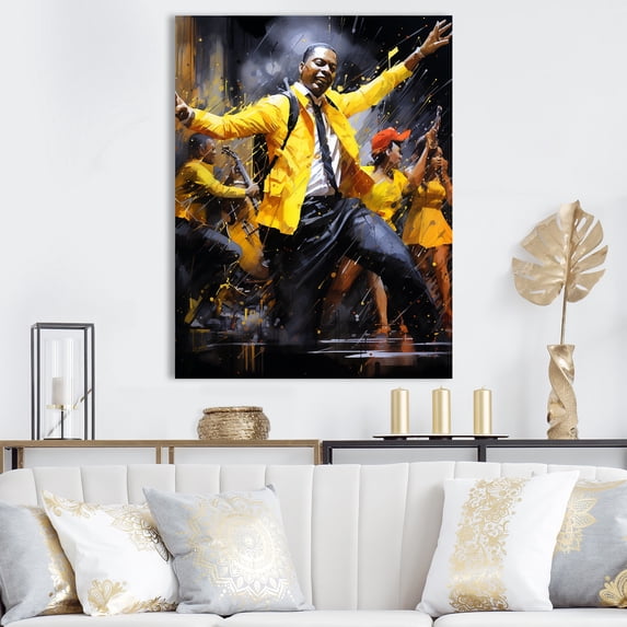 Designart "Fusion Of Yellow Jazz Dance I" Dance Wall Art Prints