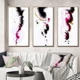 thumbnail image 1 of Designart "Fusion in Magenta Minimal Ink Clouds V" Abstract Painting Framed Wall Art Set Of 3 - Black Modern Frame Canvas Set For Living Room Decor, 1 of 6
