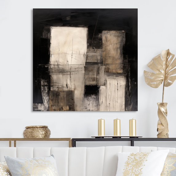 Designart "Fusion in Mid Century Black IV" Modern Midcentury Metal Art Print